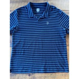 Mens Polar Skate‎ Co Blue Striped Cotton Terry Soft Designer Logo Polo Shirt L